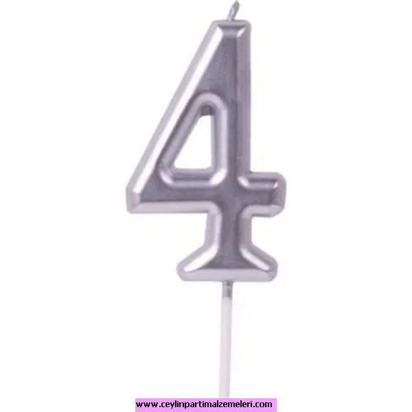 4 Rakam Mum Gümüş